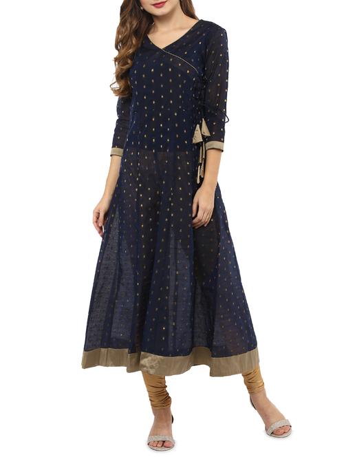 chanderi angrakha kurta - 14461289 - Very Small Image - 1