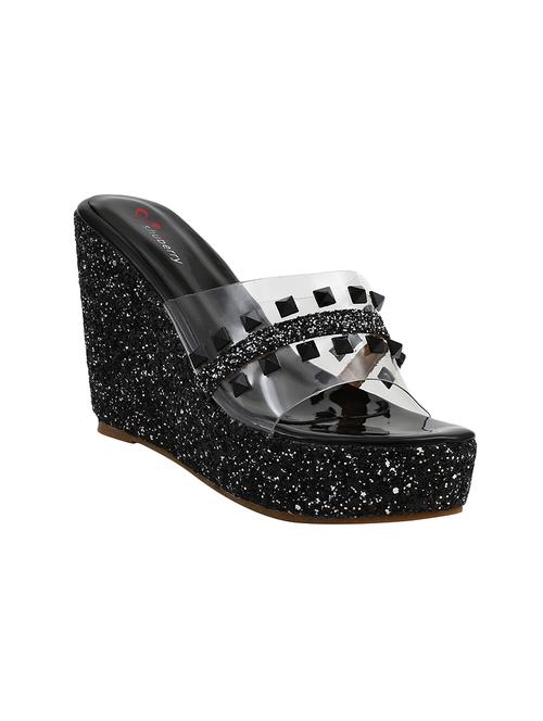 shuberry sb-513 black colour glitter wedges - 14462340 - Very Small Image - 1