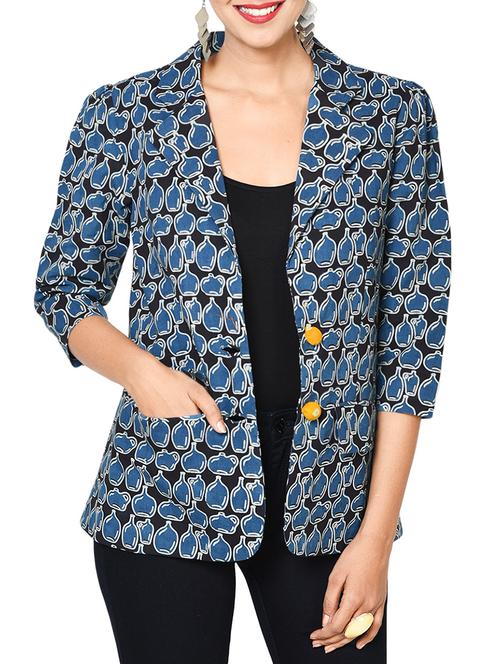 prathaa blue pot print formal blazer - 14463257 - Very Small Image - 1