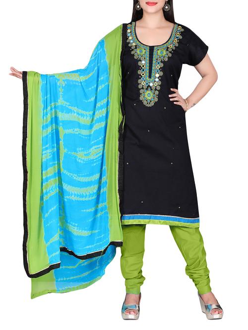 embroidered unstitched churidaar suit - 14463275 - Very Small Image - 1