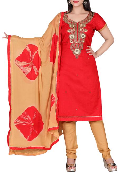 embroidered unstitched churidaar suit - 14463276 - Very Small Image - 1