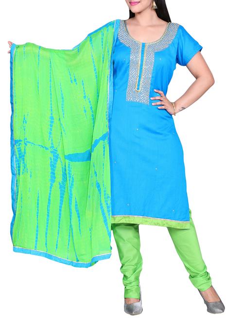 embroidered unstitched churidaar suit - 14463279 - Very Small Image - 1