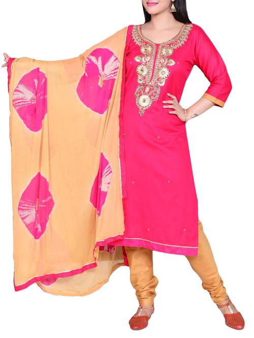 embroidered unstitched churidaar suit - 14463280 - Very Small Image - 1