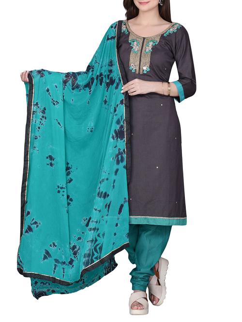 embellished unstitched churidaar suit - 14463282 - Very Small Image - 1