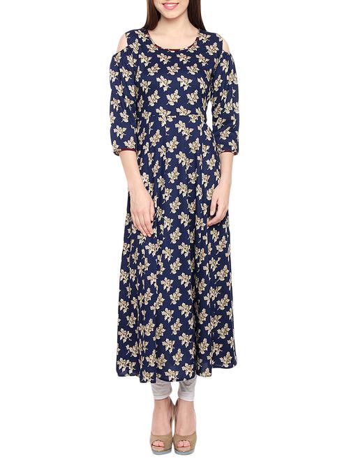 blue rayon a-line kurta - 14463305 - Very Small Image - 1