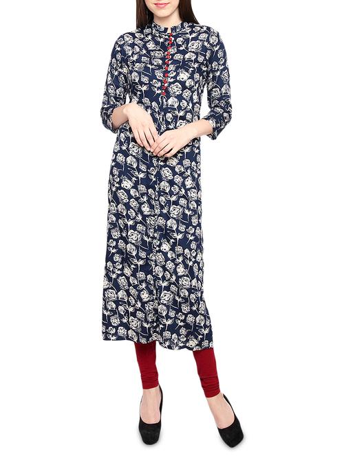 blue rayon straight kurta - 14463322 - Very Small Image - 1
