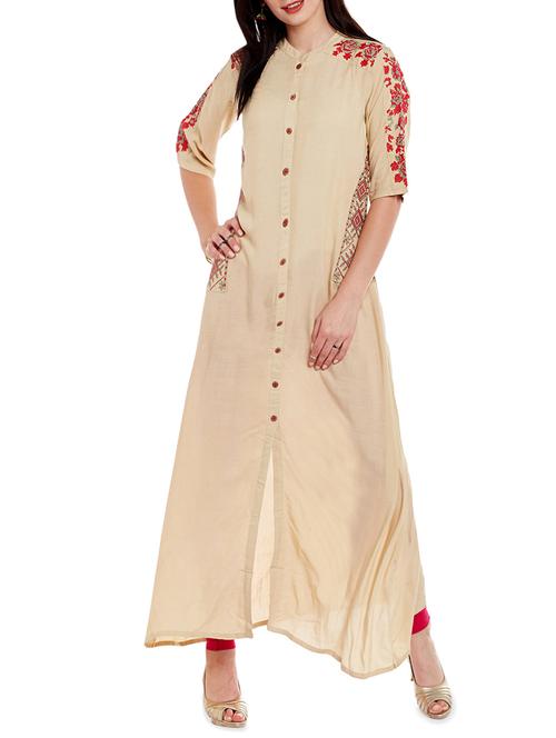 embroidered a-line kurta - 14463344 - Very Small Image - 1