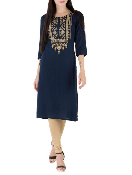 embroidered straight kurta - 14463811 - Very Small Image - 1