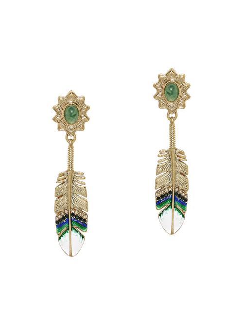 gold metal drop earrings - 14465889 - Very Small Image - 1