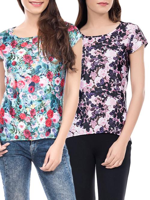set of 2 round neck printed top - 14466214 - Very Small Image - 1