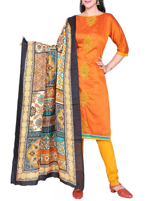embroidered unstitched churidaar suit - 14467107 - Very Small Image - 1