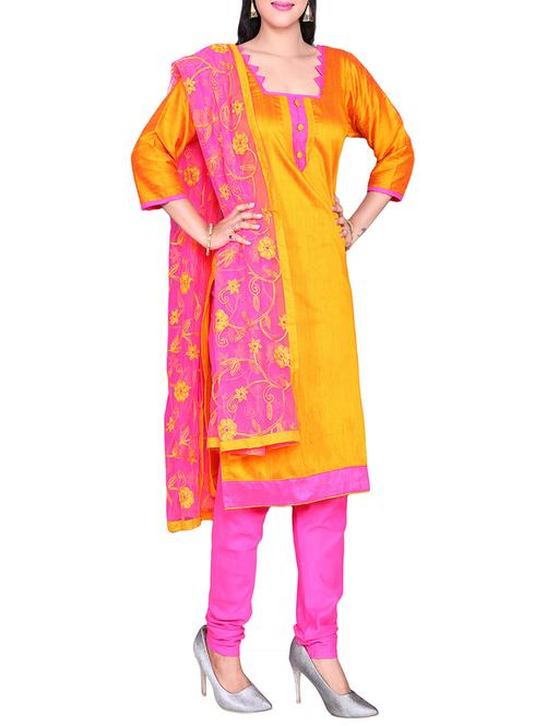 embroidered unstitched churidaar suit - 14467115 - Very Small Image - 1