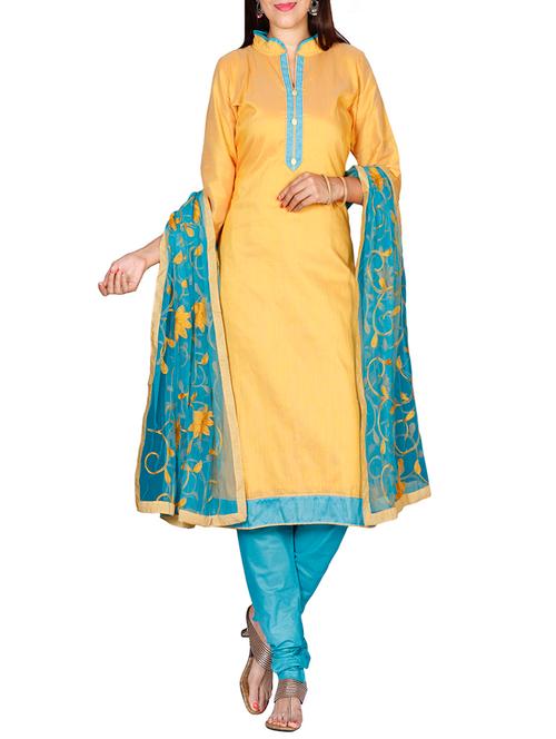 embroidered unstitched churidaar suit - 14467117 - Very Small Image - 1