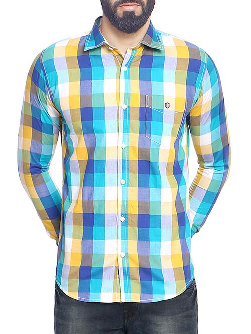 blue cotton blend casual shirt - 14467785 - Very Small Image - 1