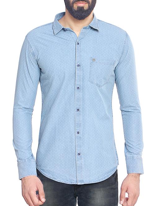 light blue printed casual shirt - 14467791 - Very Small Image - 1