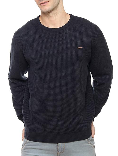navy blue solid pullover - 14467870 - Very Small Image - 1