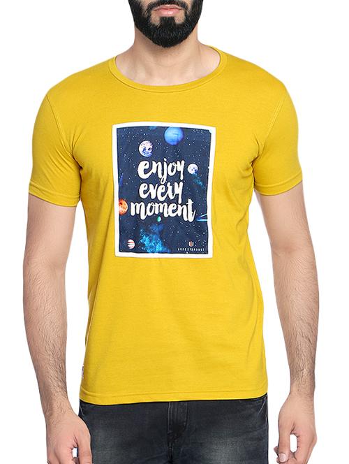 yellow cotton chest print t-shirt - 14467896 - Very Small Image - 1