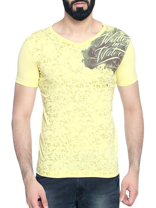 yellow cotton front print t-shirt - 14467900 - Very Small Image - 1