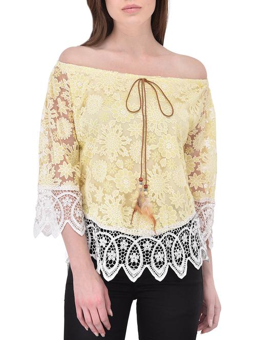 yellow poly net casual top - 14468185 - Very Small Image - 1