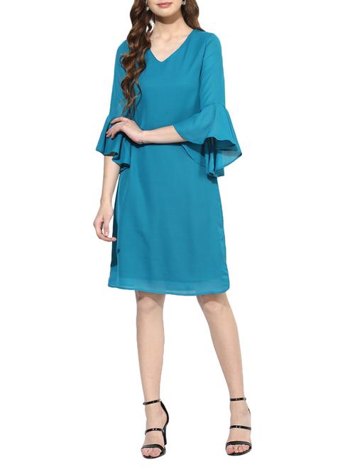 blue crepe shift dress - 14469142 - Very Small Image - 1