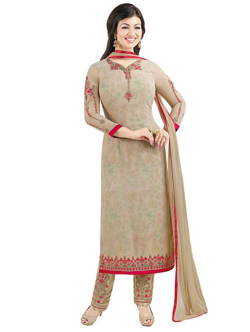 embroidered unstitched straight pant suit - 14469787 - Very Small Image - 1