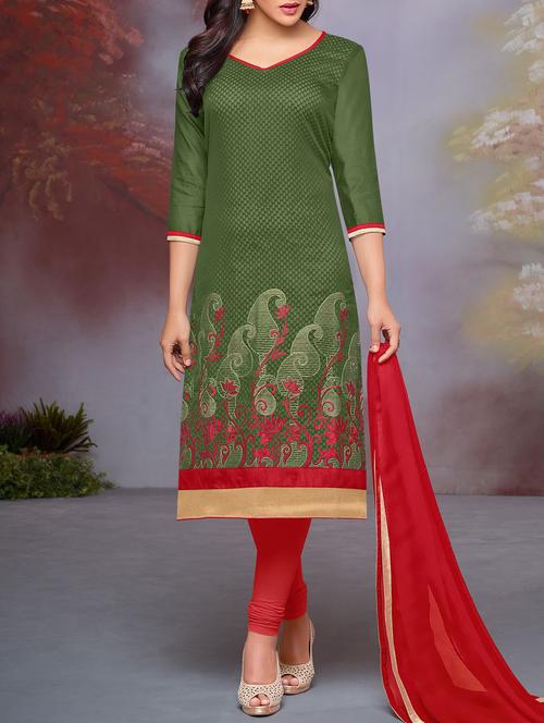 embroidered unstitched churidaar suit - 14469809 - Very Small Image - 1