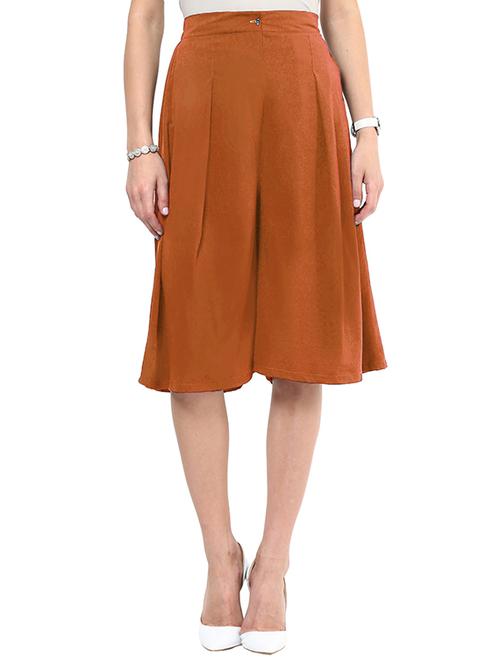 solid brown casual culottes - 14469917 - Very Small Image - 1