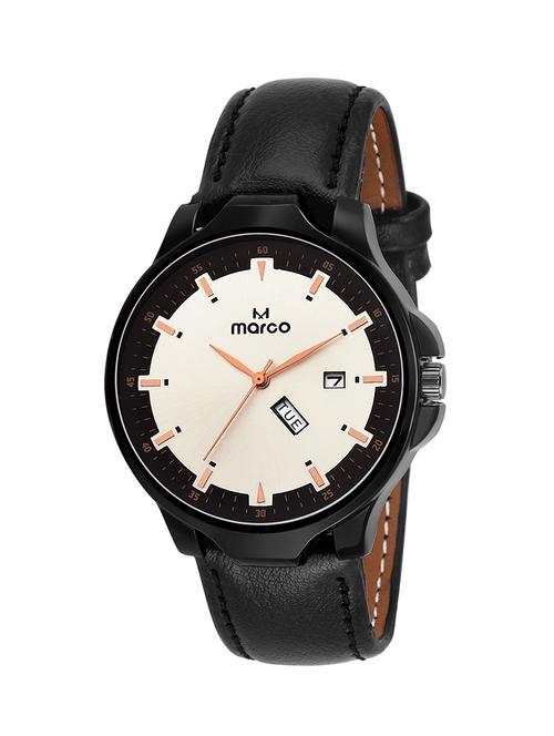 marco white dial black strap men's day n date watch - 14470300 - Very Small Image - 1