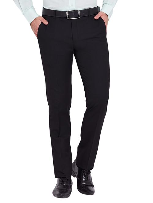 black cotton flat front formal trouser - 14471016 - Very Small Image - 1
