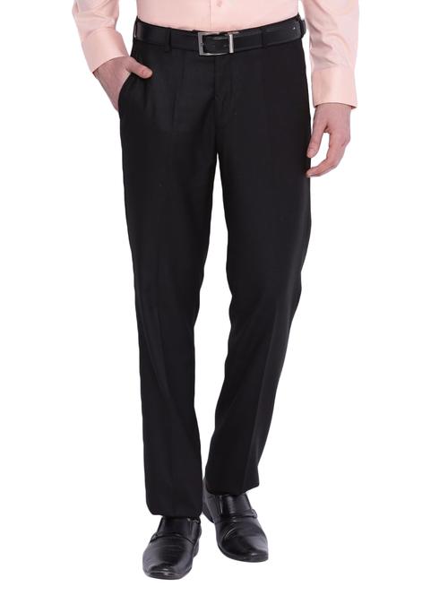 black cotton flat front formal trouser - 14471017 - Very Small Image - 1