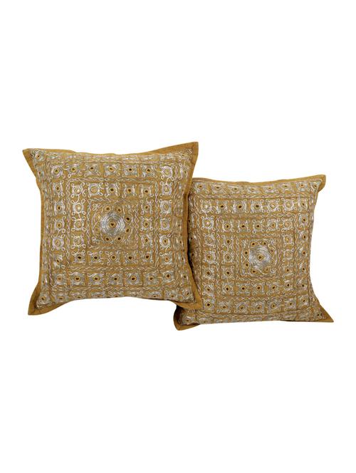 set of 2 pcs cotton embroidered mirror work cushion covers by rajrang - 14472671 - Very Small Image - 1