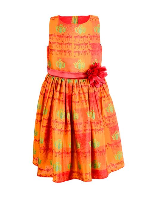 orange polyester frock - 14473426 - Very Small Image - 1