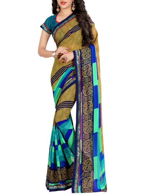 multi colored georgette printed saree with blouse - 14473702 - Very Small Image - 1
