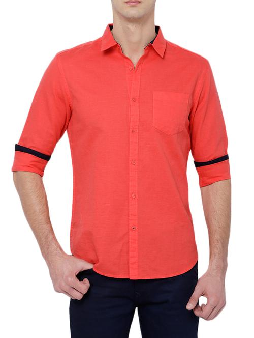 orange cotton casual shirt - 14474427 - Very Small Image - 1