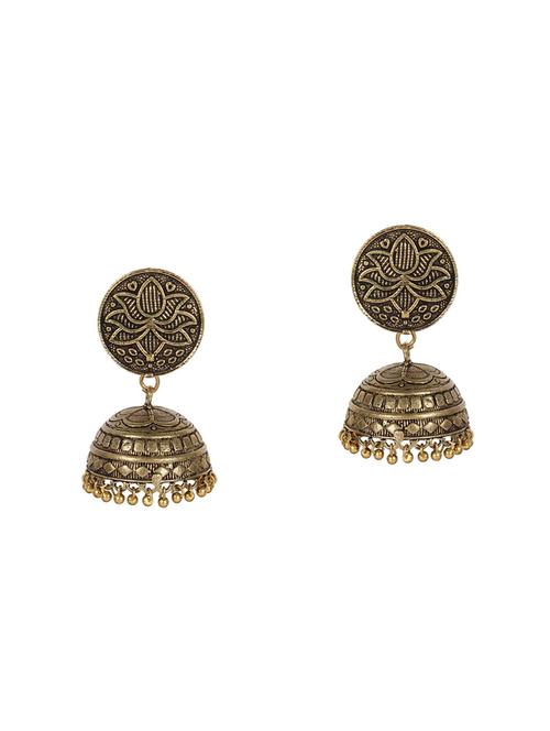 oxodised jhumka earrings - 14474492 - Very Small Image - 1