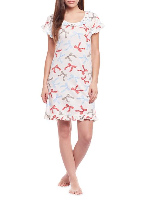 white printed cotton sleepshirt - 14475002 - Very Small Image - 1