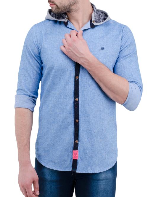 light blue cotton casual shirt - 14476410 - Very Small Image - 1