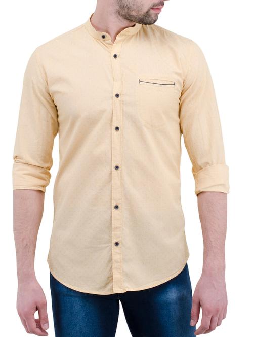 yellow cotton casual shirt - 14476433 - Very Small Image - 1