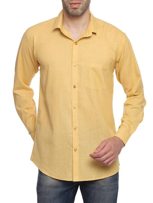 yellow cotton casual shirt - 14476653 - Very Small Image - 1