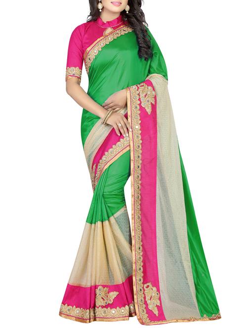 multi colored silk embroidered saree with blouse - 14477875 - Very Small Image - 1