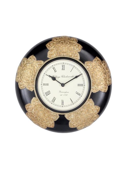 traditional wall clock with brass flowers 6" dial - 14478031 - Very Small Image - 1