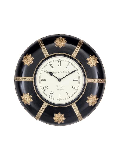 traditional wall clock with brass flowers, 6" dial - 14478033 - Very Small Image - 1