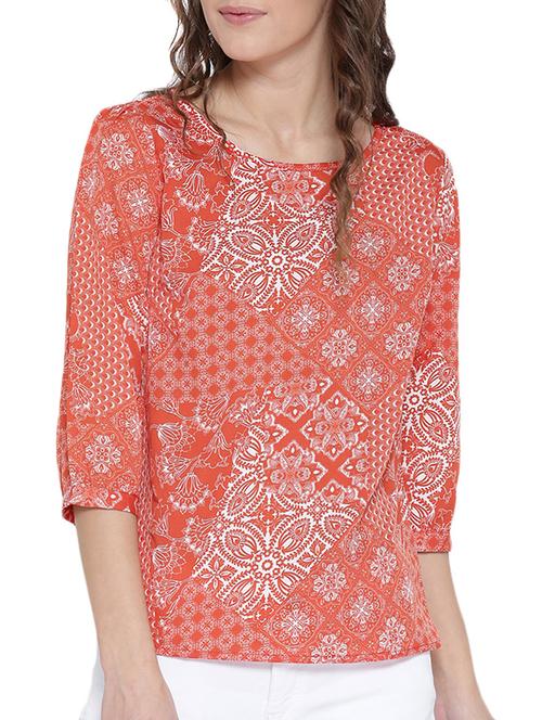 orange printed top - 14478390 - Very Small Image - 1