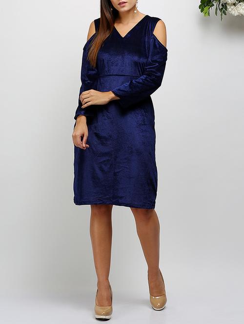 cold shoulder velvet sheath dress - 14478502 - Very Small Image - 1