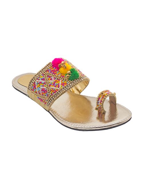 gold leatherette ethnic kolhapuris - 14479324 - Very Small Image - 1
