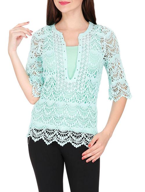 blue crocheted top - 14479498 - Very Small Image - 1