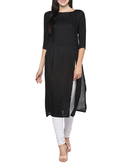 solid high slit kurta - 14479843 - Very Small Image - 1