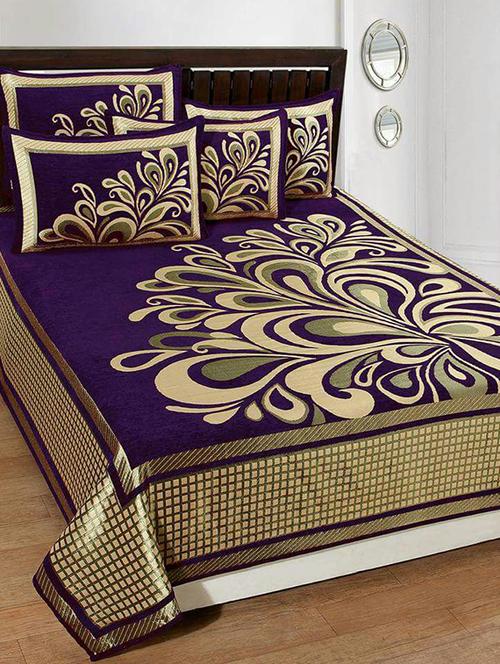 chenille double bed cover with 2 pillow covers - 14480788 - Very Small Image - 1