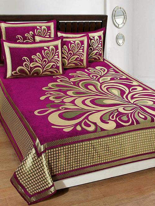 chenille double bed cover with 2 pillow covers - 14480791 - Very Small Image - 1