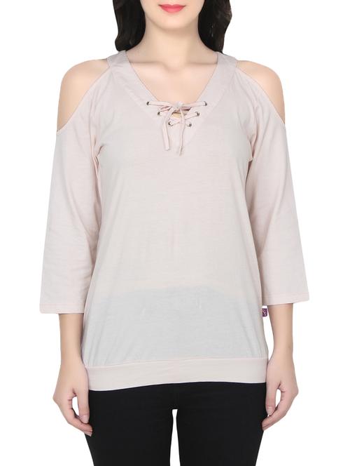 cream cold shoulder top - 14481824 - Very Small Image - 1